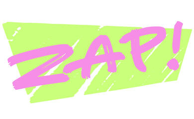 手書き文字素材。英語のテキストグラフィック「ZAP!」
