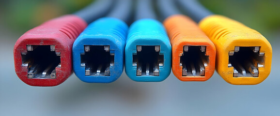 Colorful Cable Connectors Closeup