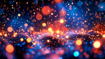 Obraz premium Vibrant abstract bokeh background with glowing particles