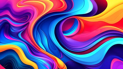 Vibrant abstract design featuring fluid shapes and curves
