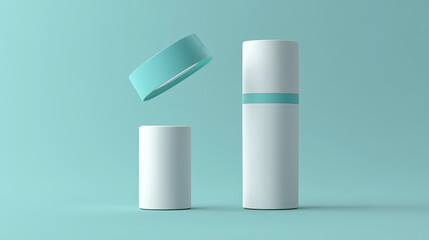 Deodorant stick bottle realistic mockup. Antiperspirant packaging design with closed and open lids. Empty tube templates, underarm care, protection, Realistic 3d vector illustration, isolated mock up