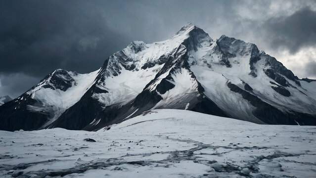 Powerful Avalanche Rolling Down Snowy Mountain Peaks - Powered by Adobe