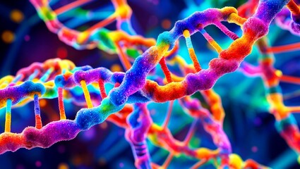 Vibrant abstract visualization of energetic dna structure