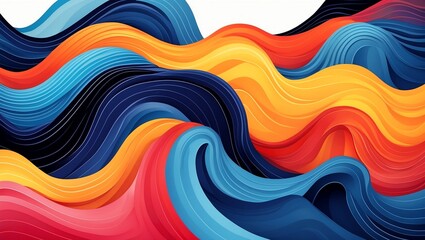 Vibrant abstract waves in bold colors for design
