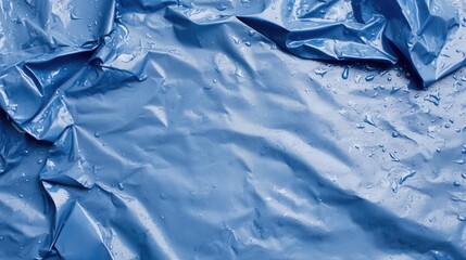 Obraz premium Wet blue plastic sheet background texture