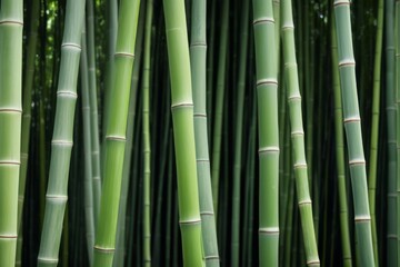 Obraz premium a close up of a bunch of green bamboo stalks in a forest