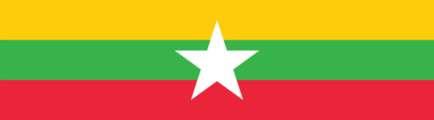 Fototapeta premium Myanmar flag long banner digital vector illustration