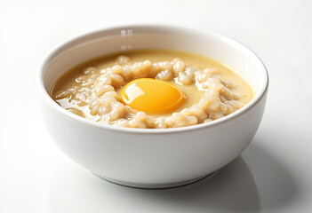 Hot porridge bowl with melting butter cube for breakfast recipe websites, food blogs, healthy eating guides, and nutritional education materials