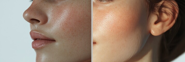 Obraz premium Close up of a womans face contrasting sketched lines and smooth skin highlighting beauty and aging. Generative AI