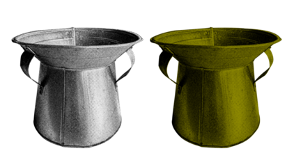 Traditional steaming pot in halftone style illustration with a transparent background. Bold color and a retro, graphic print aesthetic. Ideal for poster and collage design element