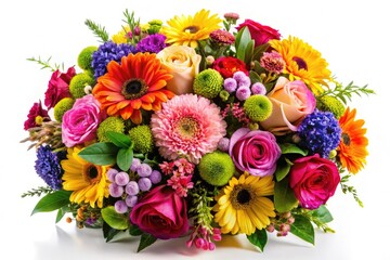 Obraz premium High-resolution images of stunning floral arrangements and isolated blooms, all on a clean white background.