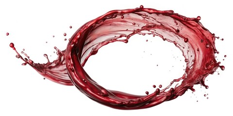 High-resolution image: swirling red wine, isolated, long exposure, creating a vibrant culinary background.