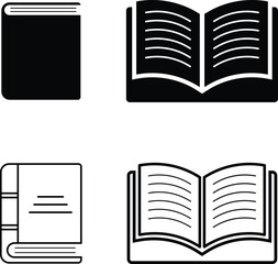 Book icon. Book sign collection isolated on white background. Literature book icons set. Textbook icon. Open book icon vector. Closed book icon vector, ebook icon