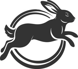 Rabbit jumping through a ring animal vector silhouette
