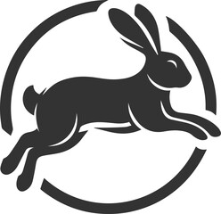 Rabbit jumping through a ring animal vector silhouette
