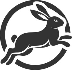 Rabbit jumping through a ring animal vector silhouette