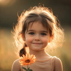 Cute Child with Flowers beautiful photography