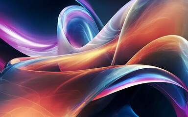 Abstract design with flowing, layered shapes in warm tones. Abstract Flowing Shapes with Vibrant Colors and Glowing Effects