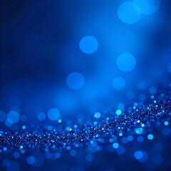 Abstract royal blue background with glitter bokeh. Shimmering sapphire crystals create dreamy texture. Light, sparkle create magical effect. Perfect for holiday, party luxury product presentation