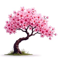 Obraz premium cherry blossom tree on white background