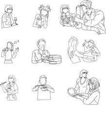 Daily life line art