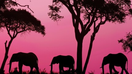 elephants at sunset