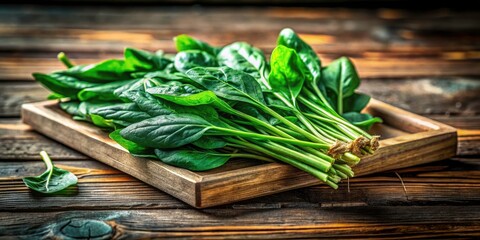 Tilt-Shift Miniature Spinach Sticks Wooden Tray Table Food Photography