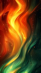 Abstract fire flows with swirling color gradients