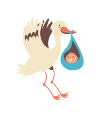 Baby Delivery Stork Holding Infant