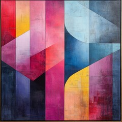 Fototapeta premium Abstract Geometric Composition with Vibrant Colors and Shapes Creating a Modern Artistic Vibe for Contemporary Design Applications