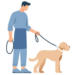 A person walking a dog on a leash, emphasizing companionship and outdoor activity.