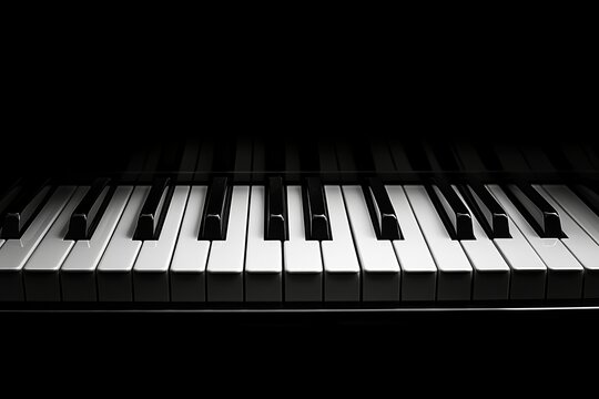 Fototapeta Artistic close up of illuminated black and white piano keys showcasing classic elegance and beauty