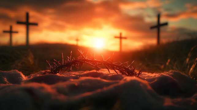Crown of Thorns at Sunrise, A Symbol of Sacrifice, Redemption and Eternal Hope