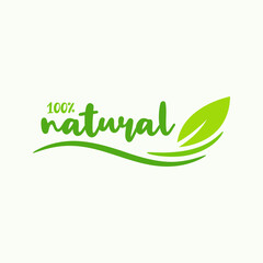 Fototapeta premium 100% natural logo design template vector.