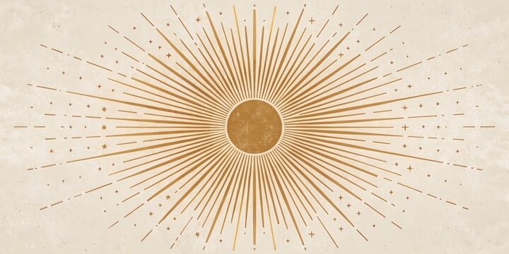 Vintage Sunburst Rays: Minimalist Hand-Drawn Light Elements for Retro Design Inspiration