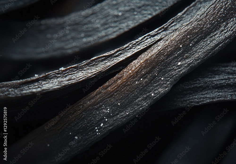 Poster close-up of dark textured organic strands displaying unique surface patterns and natural grain for a