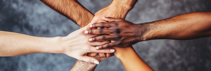 Fototapeta premium Diverse group joins hands in a cozy team bonding circle for coaching programs. Generative AI