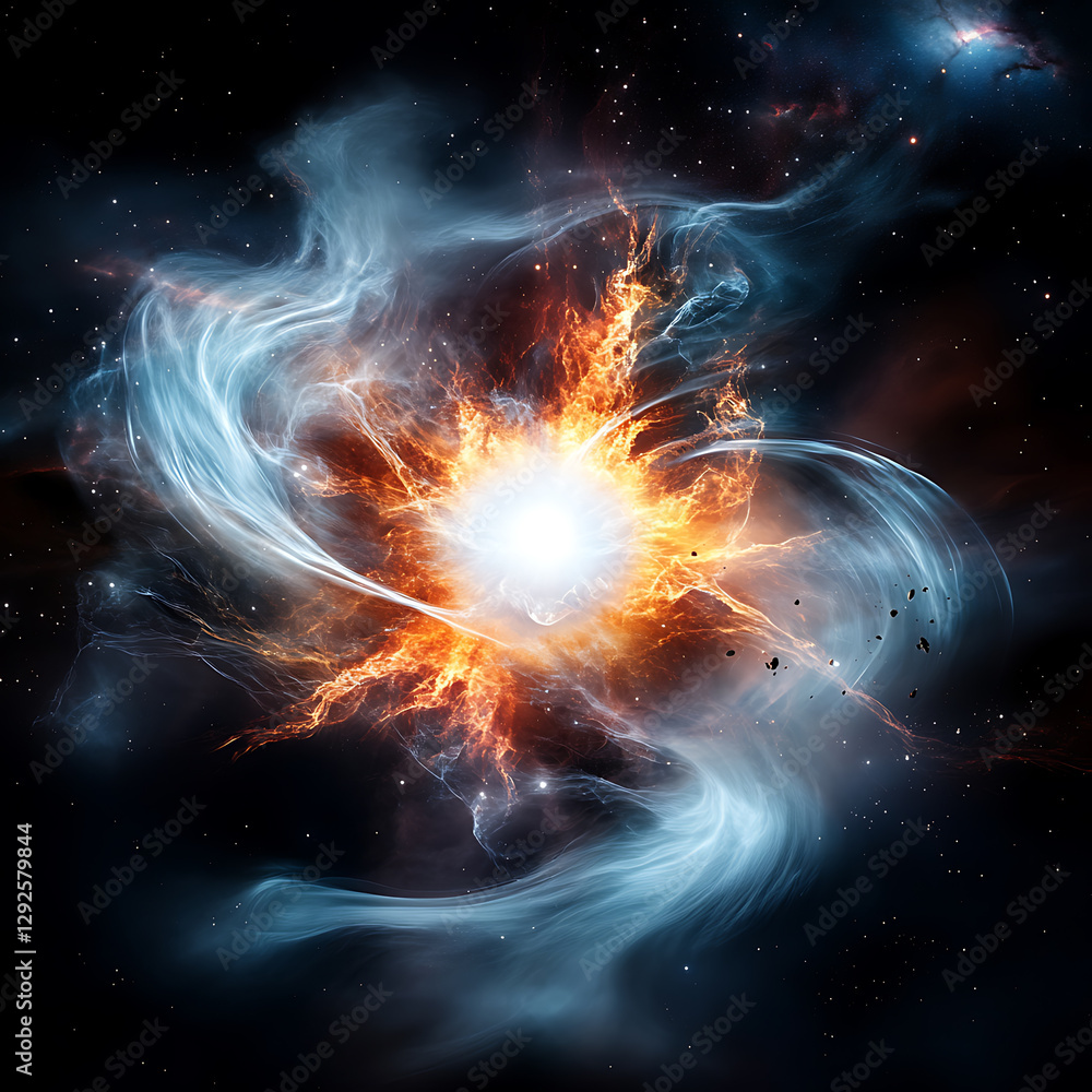 Wall mural celestial explosion event outer space digital art cosmic environment abstract viewpoint universe con