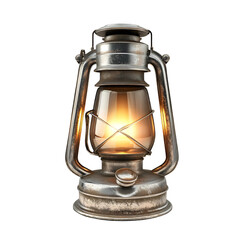 Vintage Metal Oil Lantern Illuminated Antique Lighting Glowing Wick Rustic Design