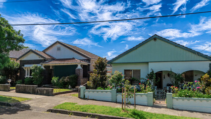 Old Restored Federation Suburban Sydney Double Brick with terrecotta Roof tiles timber window frames  in western Sydney  NSW Australia