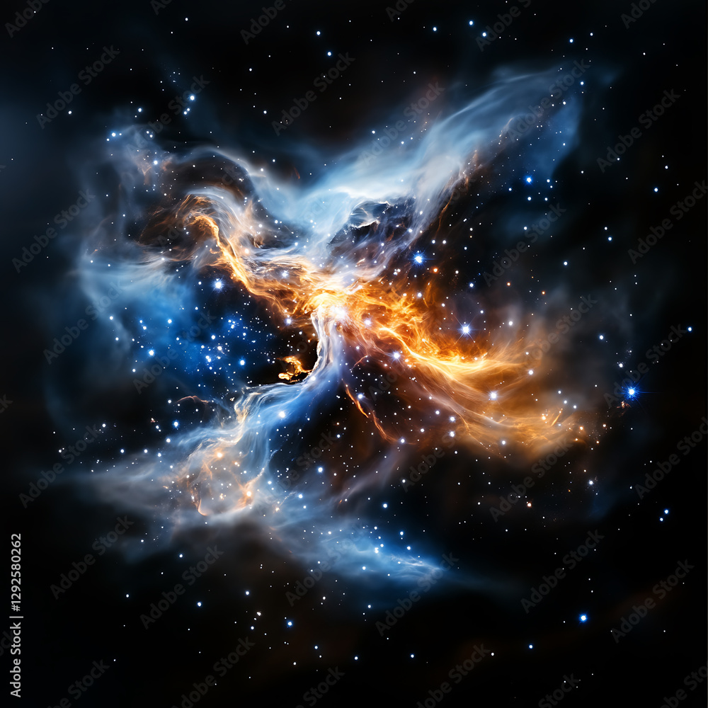 Sticker exploring cosmic wonders interstellar nebulae outer space digital art expansive universe deep space 