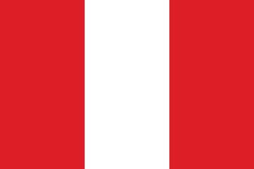 Flag of Peru. Flag icon. Standard color. Standard size. A rectangular flag. Computer illustration. Digital illustration. Vector illustration.