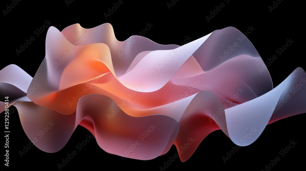 Poster abstract flowing waves in vibrant colors against a dark background, creating a dynamic visual effect