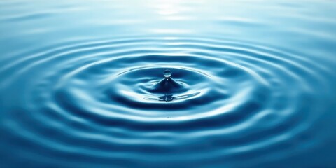 Serene Aqua A Single Drop's Ripple Effect on a Calm Water Surface