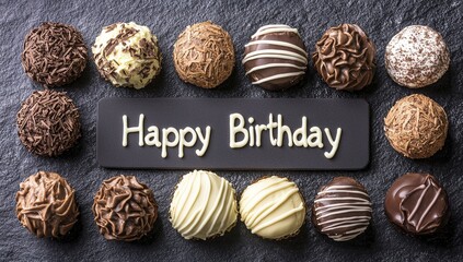 Birthday Chocolate Truffles with Happy Birthday Chocolate Plaque