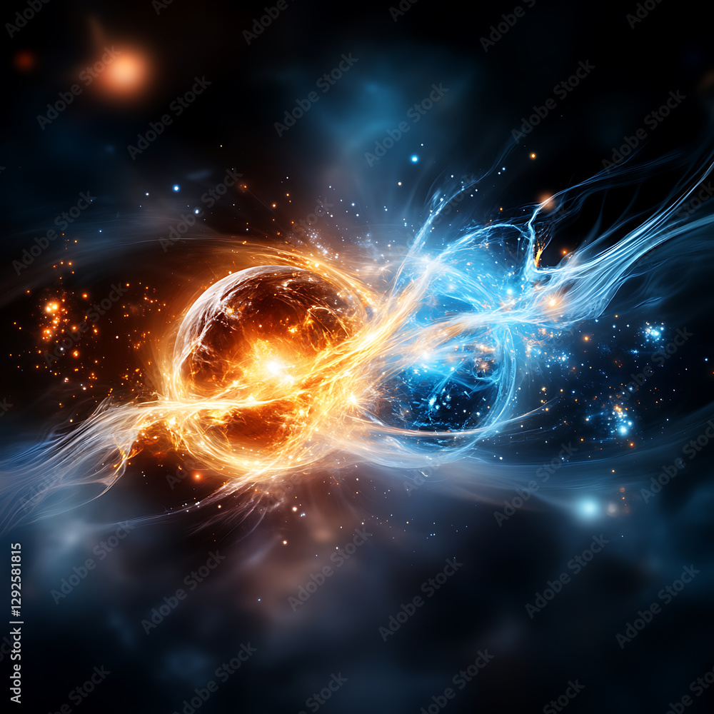Canvas Prints dynamic clash of light and energy abstract space digital art cosmic environment vibrant viewpoint vi