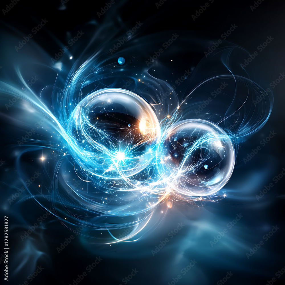 Wall mural dynamic energy bubbles abstract universe digital art ethereal environment close-up view concept of c