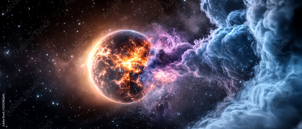 Canvas Prints explosive cosmic event outer space digital art nebula dramatic view celestial destruction concept
