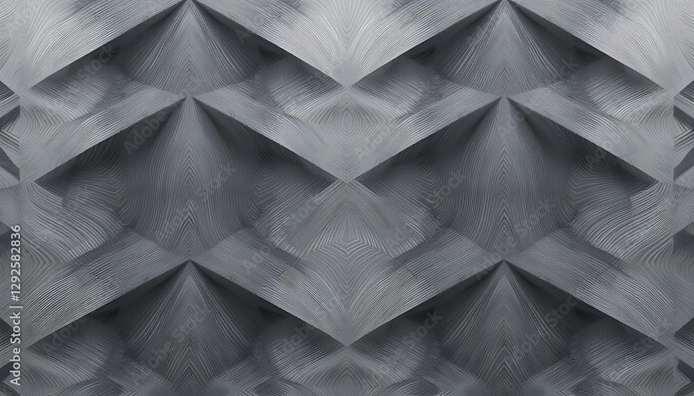 Poster geometric gray, abstract pattern of interlocking pyramids and lines