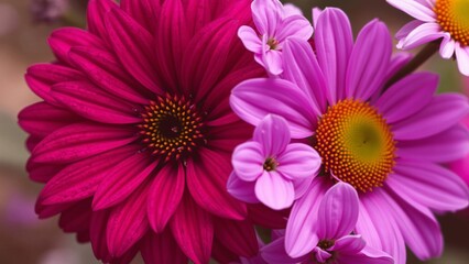 Vibrant Pink and Magenta Daisy Flowers Close-Up
